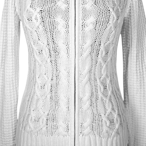 Ralph Lauren Womens Sweater White Cable Knit Zip Preppy Old Money Knit Jacket S - Picture 6 of 11